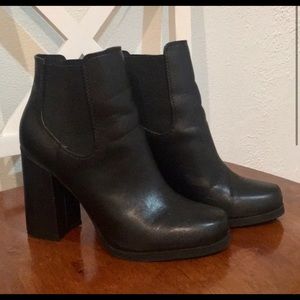 Black leather ankle boots